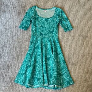 Lularoe Teal Paisley Scoop Neck Dress